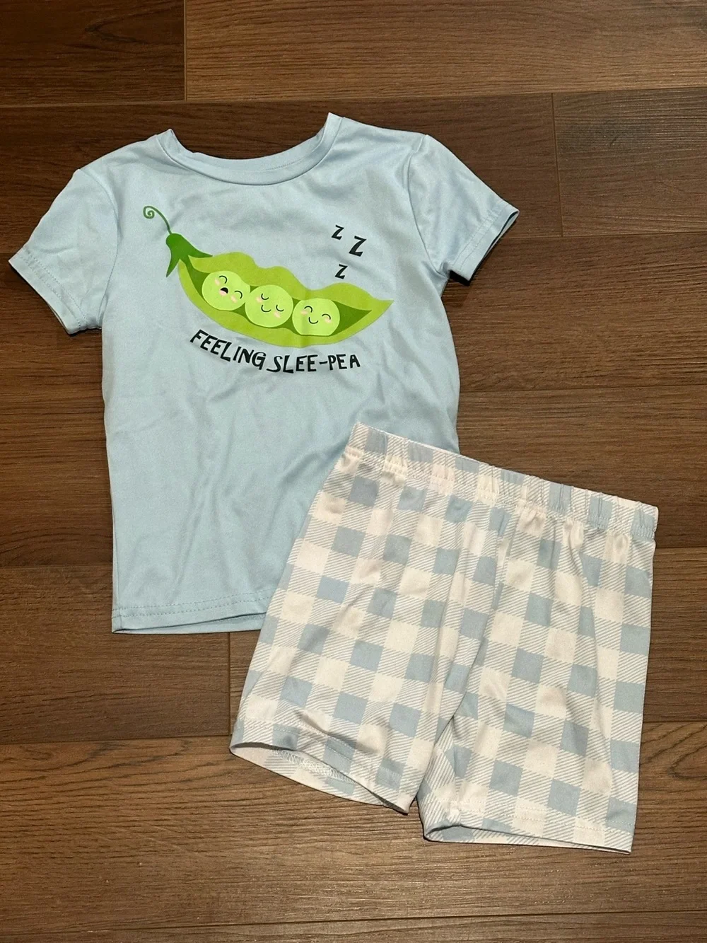 Kids Light Blue 'Feeling Slee-Pea' Short Pajama Set